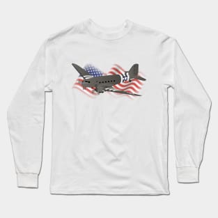 Patriotic Douglas C-47 Skytrain WW2 Transport Airplane Long Sleeve T-Shirt